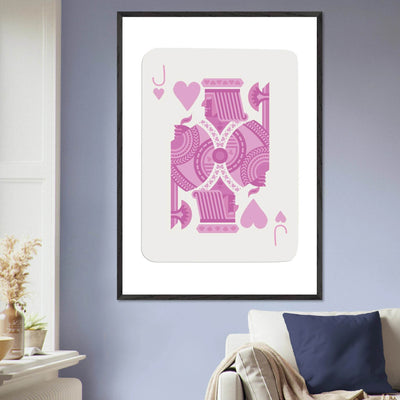 Jack of Hearts Poker Card Print - Eclectic Pink Framed Art - Eco-Friendly Wood Frame, Ready-to-Hang Decor - Vibrantwalls