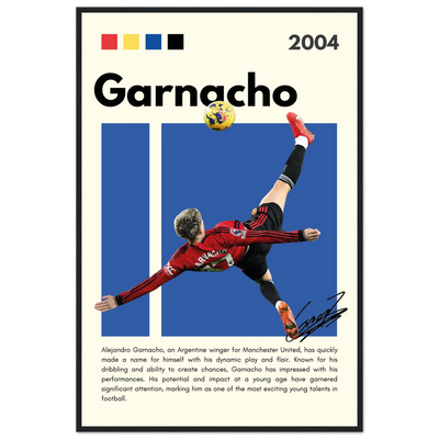 Alejandro Garnacho Manchester United Dynamic Football Poster 60x90 cm 24x36″ Black frame Vibrantwalls