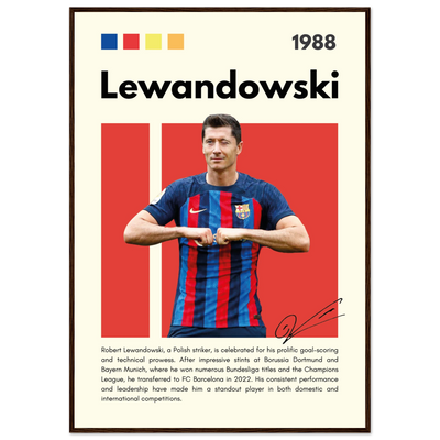 Robert Lewandowski FC Barcelona Framed Football Poster 70x100 cm 28x40″ Dark wood frame Vibrantwalls