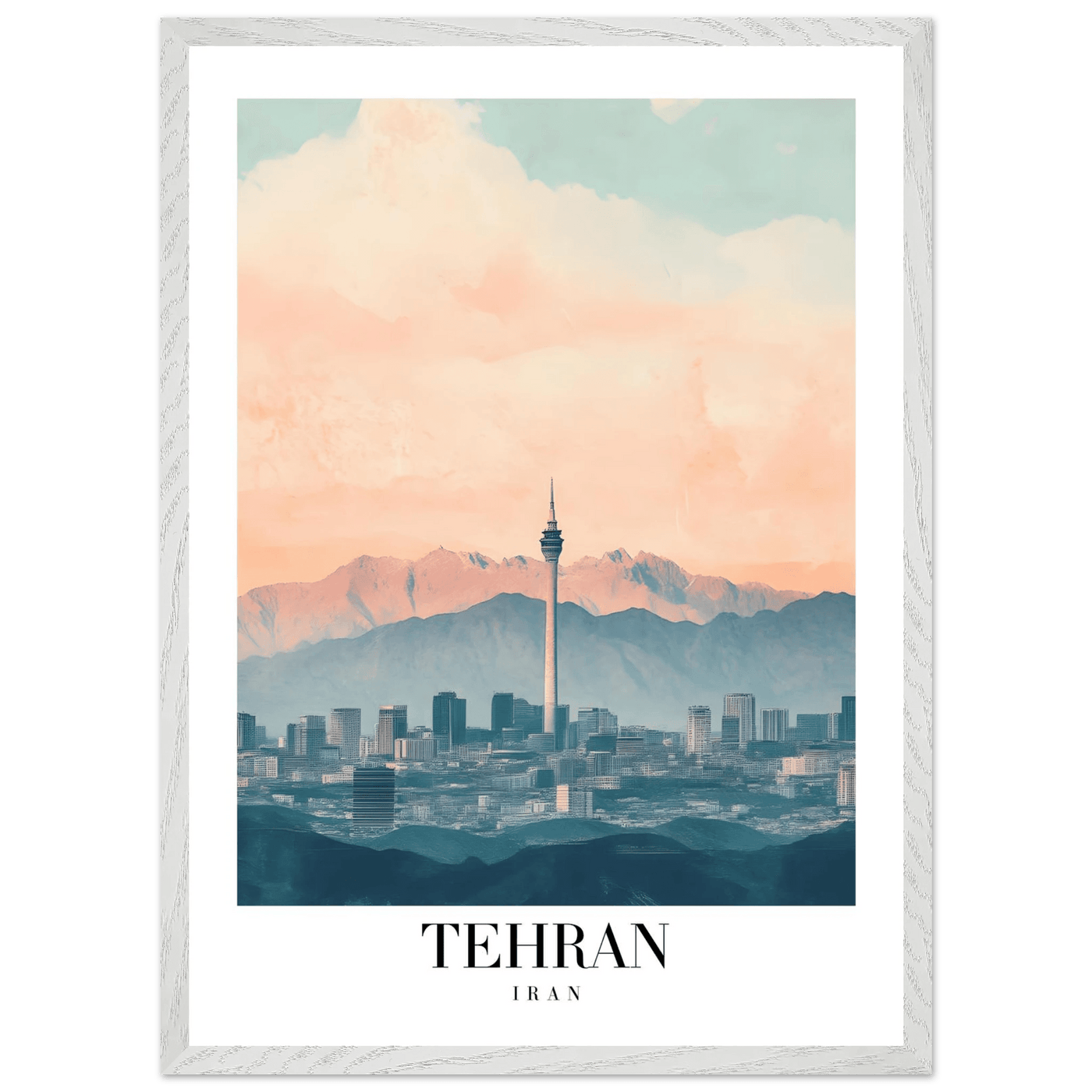 Tehran Iran Framed Poster – Vintage Cityscape Wall Art with Soft Hues & Wooden Frame - Vibrantwalls