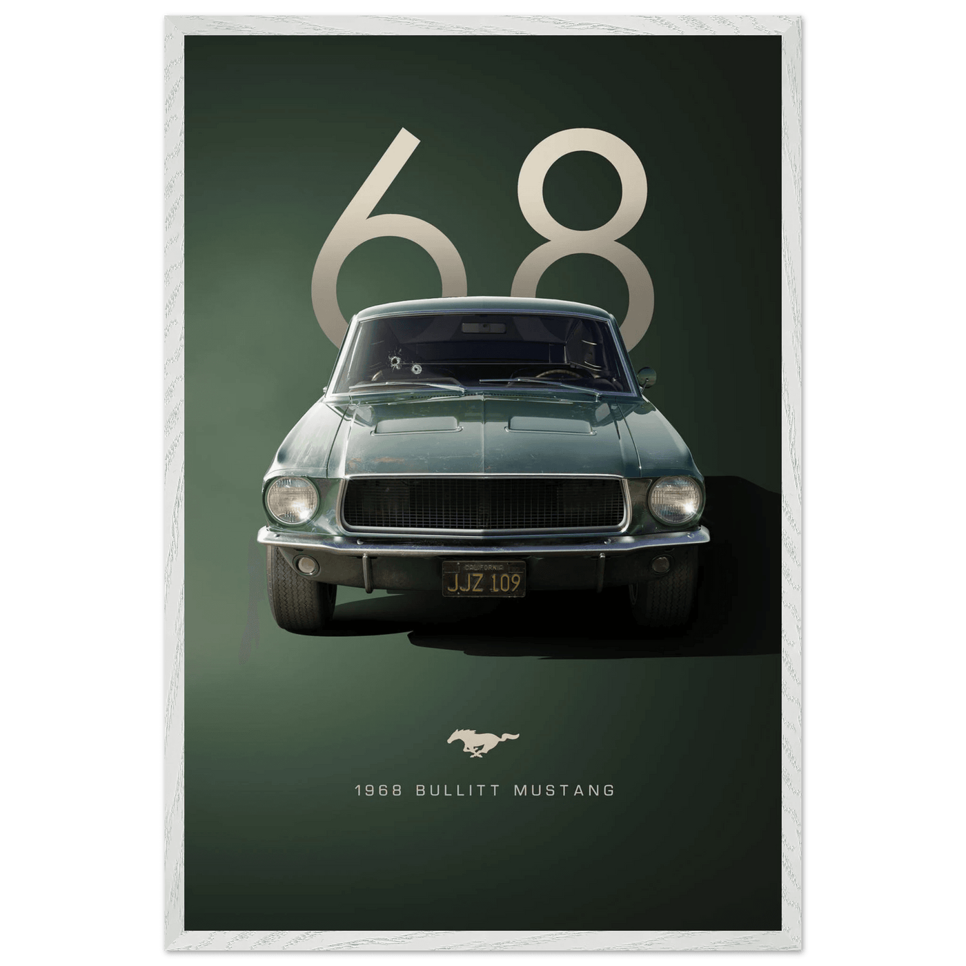 1968 Bullitt Mustang GT - 50th Anniversary Framed Poster | Iconic Automotive Art, Ready-to-Hang - Vibrantwalls