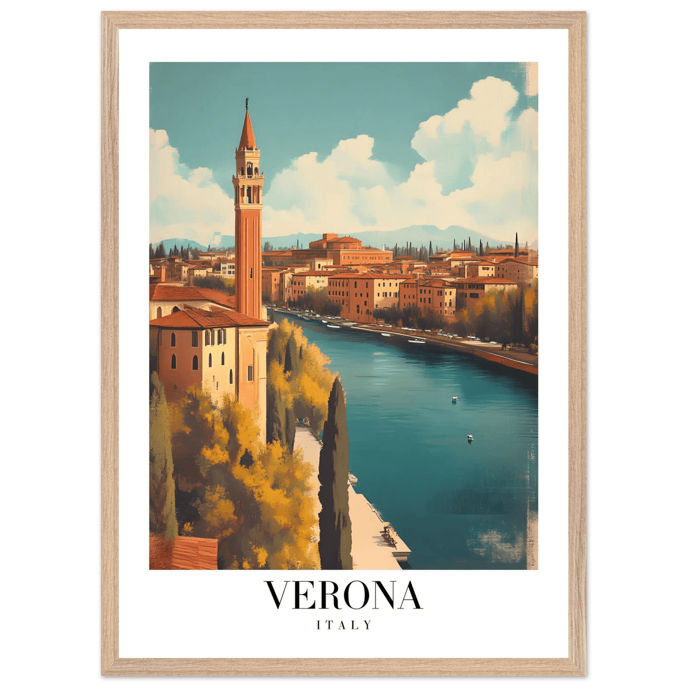 Verona Italy Framed Poster – Vintage Italian Travel Wall Art with Wooden Frame - Vibrantwalls
