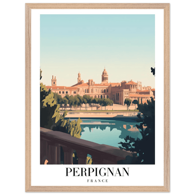 Perpignan France Framed Poster – Vintage Cityscape Wall Art with Wooden Frame - Vibrantwalls