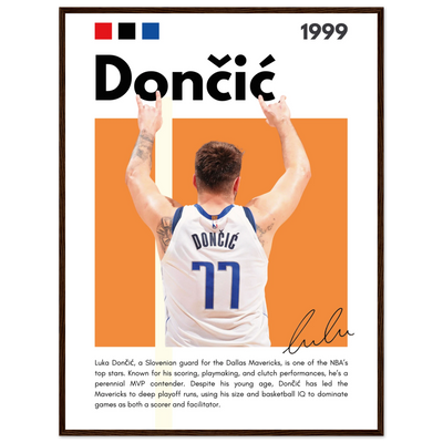 Luka Dončić El Matador Mavericks Framed Poster 60x80 cm 24x32″ Dark wood frame Vibrantwalls