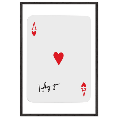 Lucky You Ace of Hearts Card Print - Framed Poker Art, Modern Design, Eco-Friendly Wood Frame - Vibrantwalls