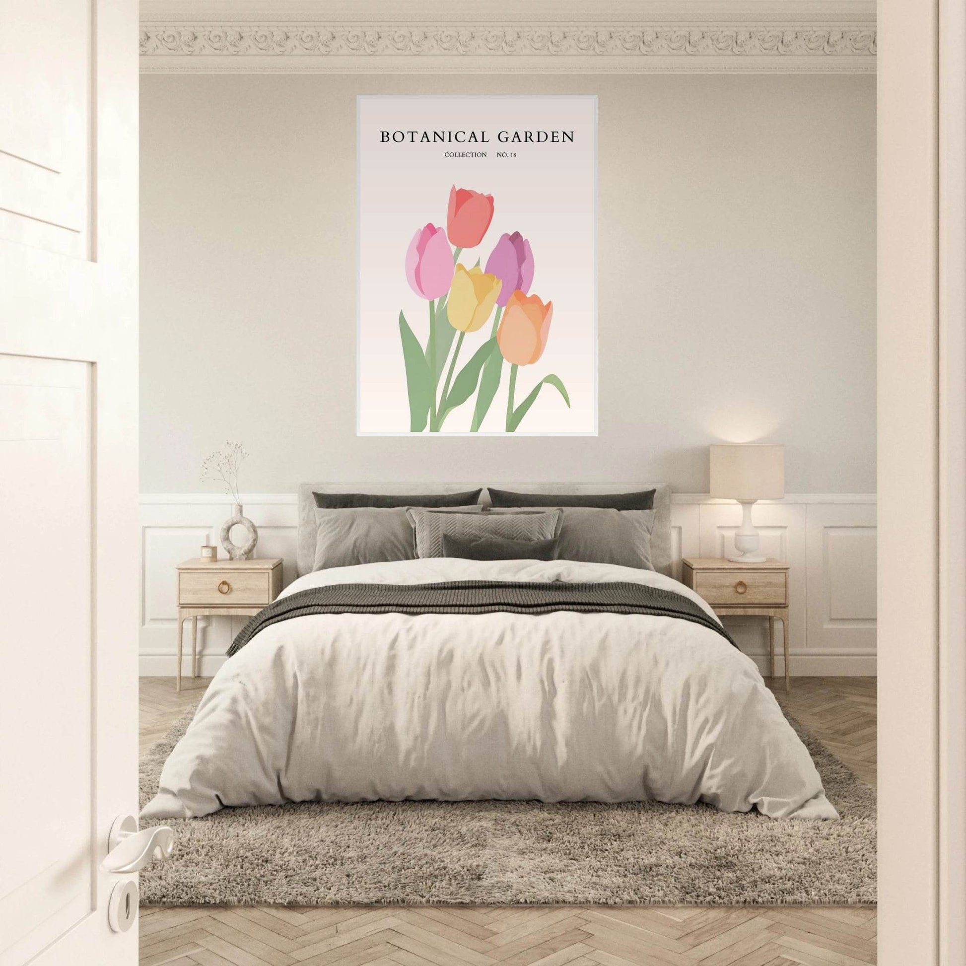 Botanical Garden Tulip Framed Poster – Pastel Bloom Art Print | Ready-to-Hang Floral Decor - Vibrantwalls