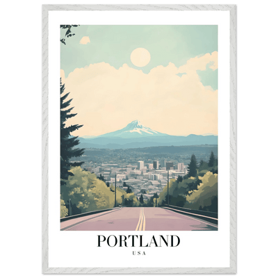 Portland Oregon Framed Poster – Mid-Century Modern Travel Art with Your Choice of Frame - Vibrantwalls