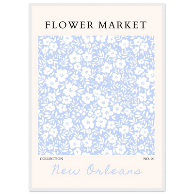 Flower Market New Orleans – Chic Periwinkle Floral Framed Poster | Ready-to-Hang Wall Art - Vibrantwalls