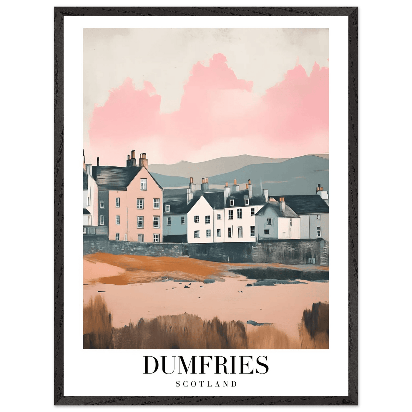 Dumfries Scotland Framed Poster – Pastel-Toned Vintage Travel Wall Art with Wooden Frame - Vibrantwalls