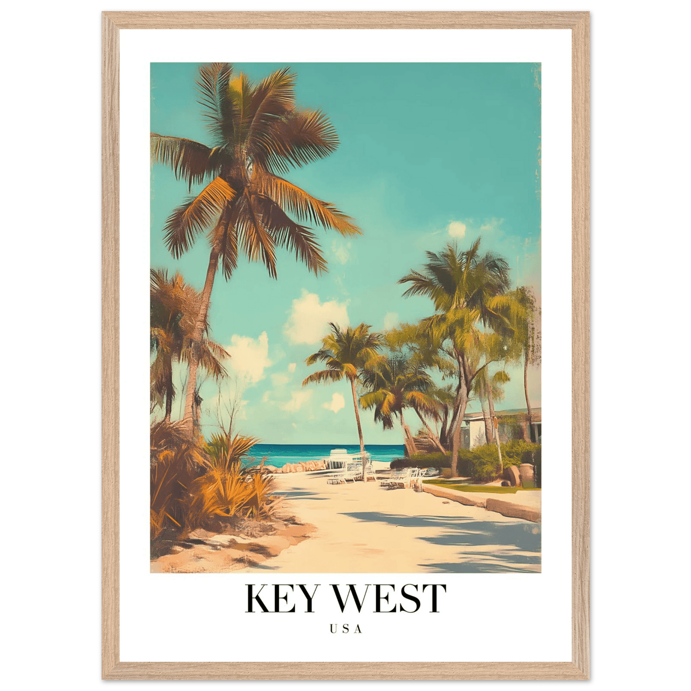 Key West USA Framed Poster – Vintage Travel Wall Art with Wooden Frame - Vibrantwalls