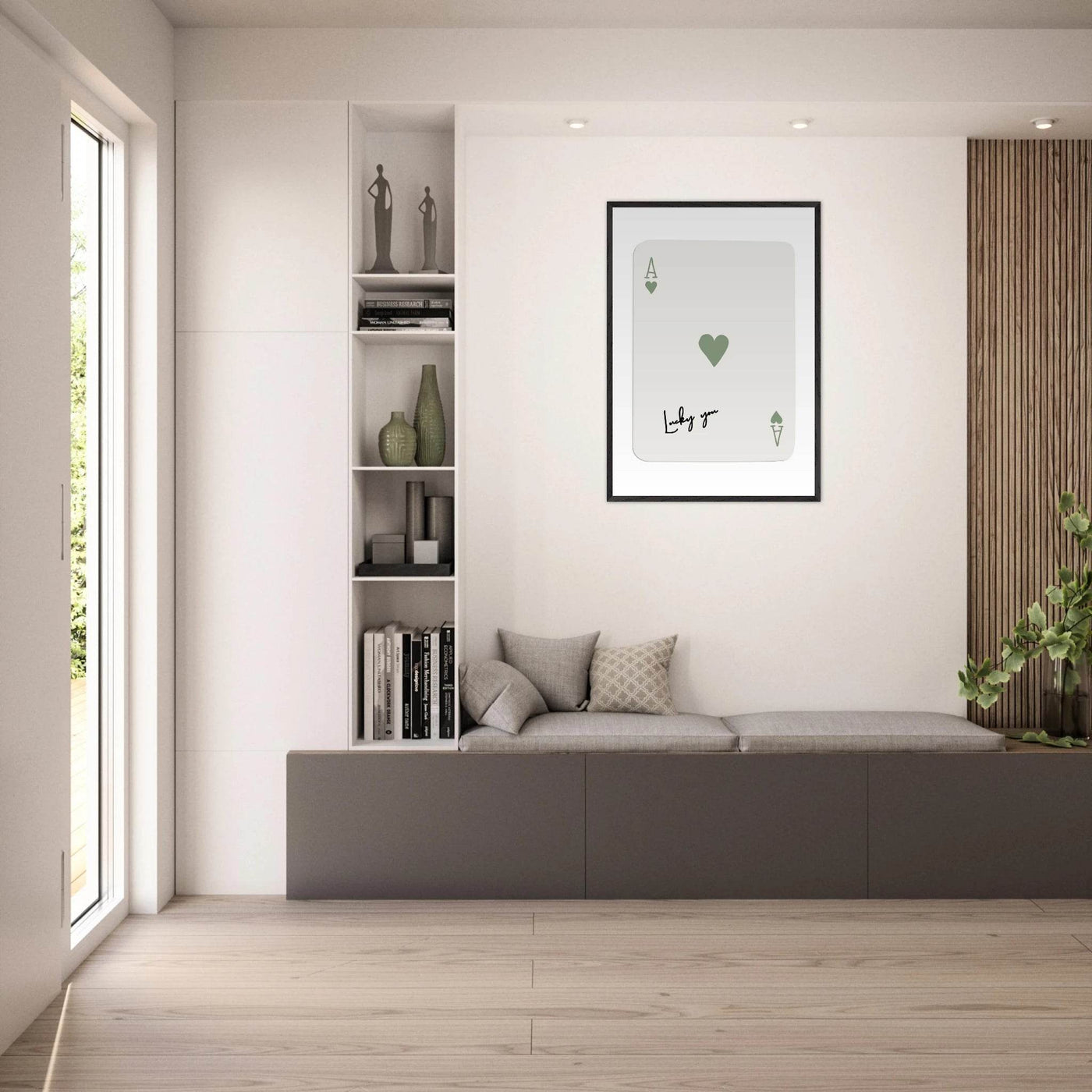 Lucky You Ace of Hearts Print - Botanical Green Framed Poster Art, Eco-Friendly Wood Frame & Choice of Finish - Vibrantwalls
