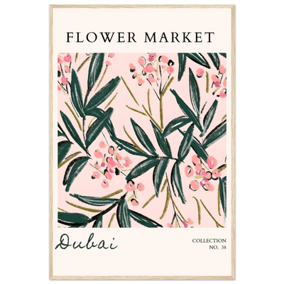 Dubai Flower Market Art Print – Blush Pink & Emerald Green Botanical Framed Poster | Ready-to-Hang - Vibrantwalls