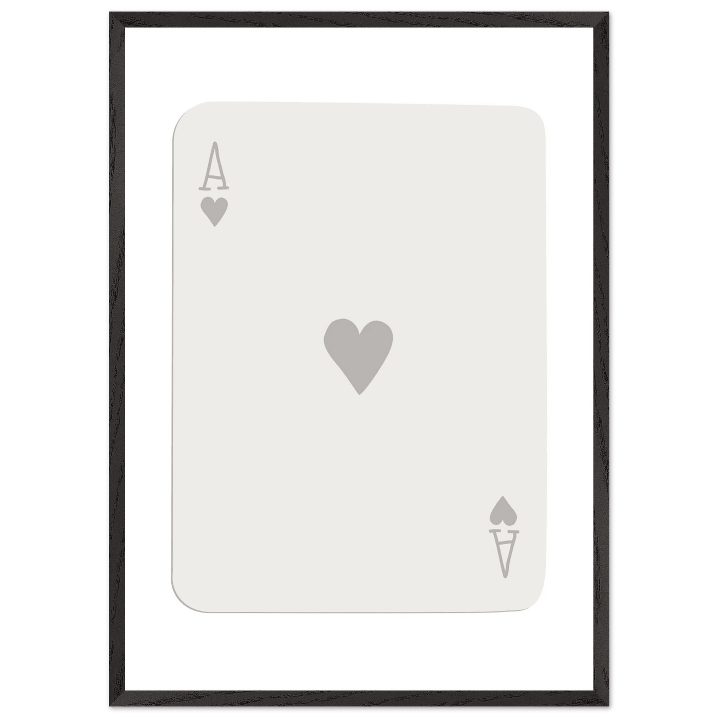 Minimalist Ace of Hearts Poker Card Art - Eco-Friendly Framed Poster Print in Various Sizes & Frame Finishes - Vibrantwalls