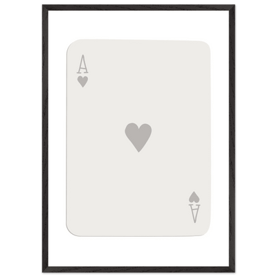Minimalist Ace of Hearts Poker Card Art - Eco-Friendly Framed Poster Print in Various Sizes & Frame Finishes - Vibrantwalls