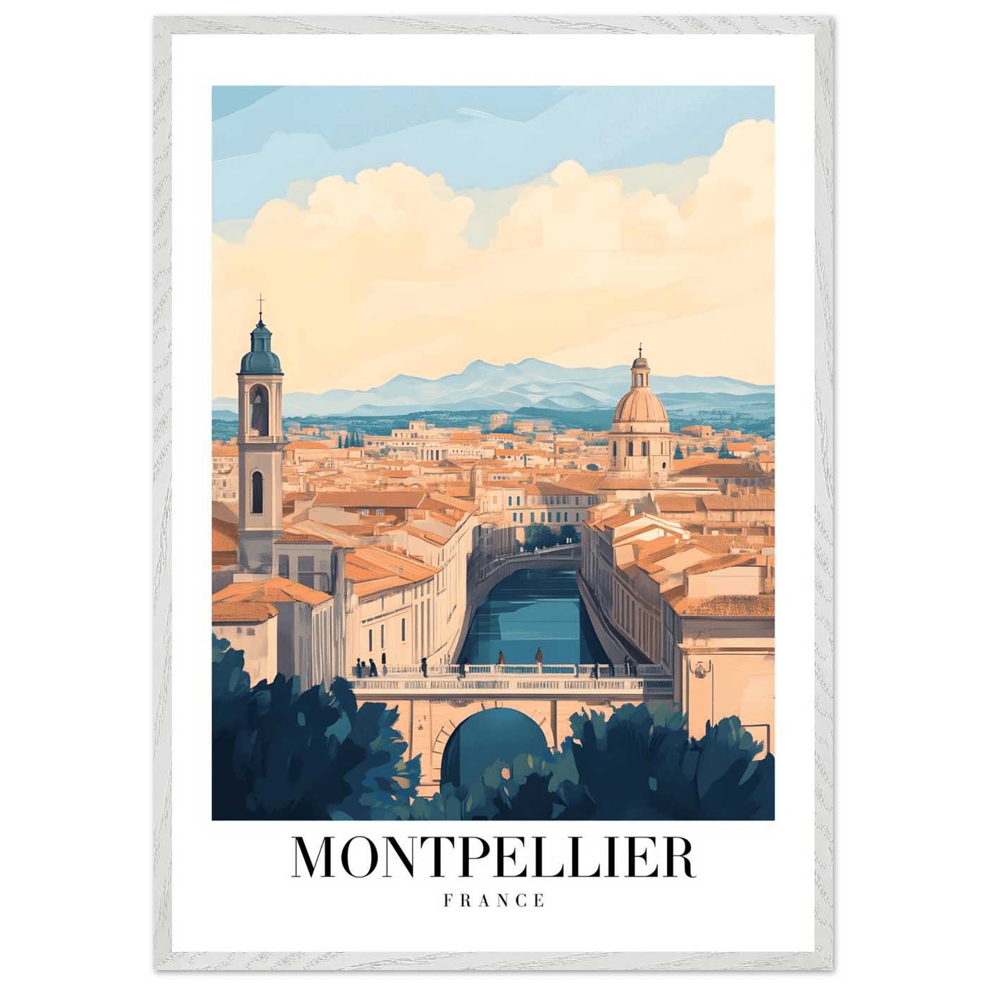 Montpellier France Framed Poster – Vintage Travel Wall Art with Wooden Frame - Vibrantwalls