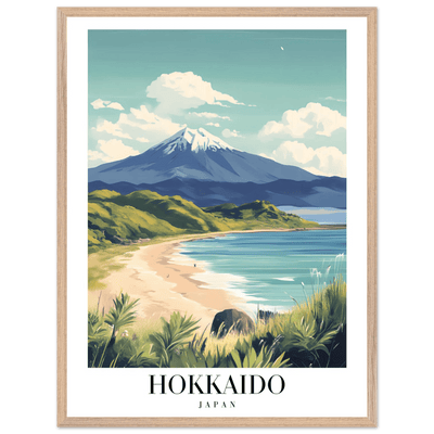 Hokkaido Japan Framed Poster – Vintage Mount Yotei Travel Wall Art with Wooden Frame - Vibrantwalls