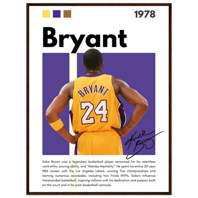 Kobe Bryant Mamba Mentality Lakers Framed Poster 60x80 cm 24x32″ Dark wood frame Vibrantwalls