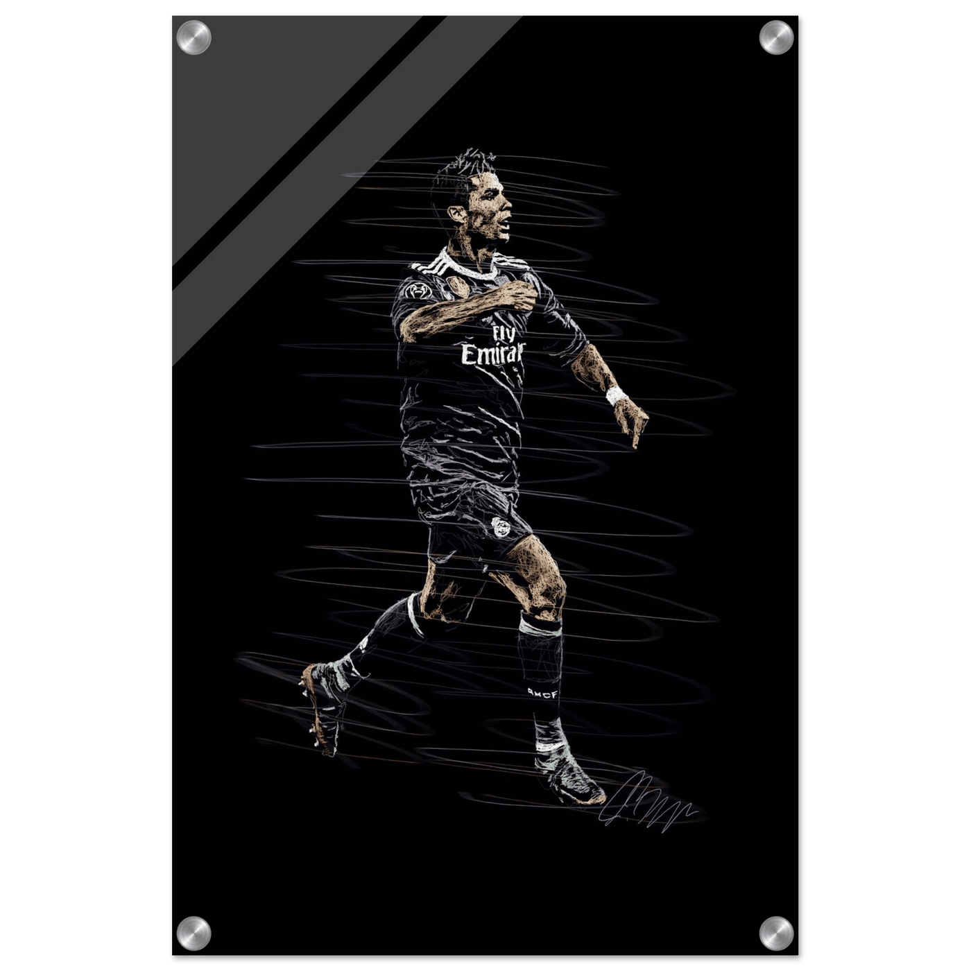 Cristiano Ronaldo Abstract Art Acrylic Print – Dynamic, Glossy, Modern Wall Decor in Various Sizes - Vibrantwalls