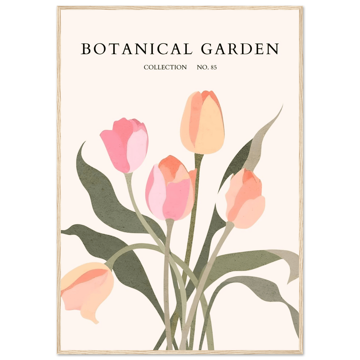 Botanical Garden Framed Posters – Soft Tulip Hues & Abstract Nature Art Prints | Ready-to-Hang in Your Choice of Frame - Vibrantwalls