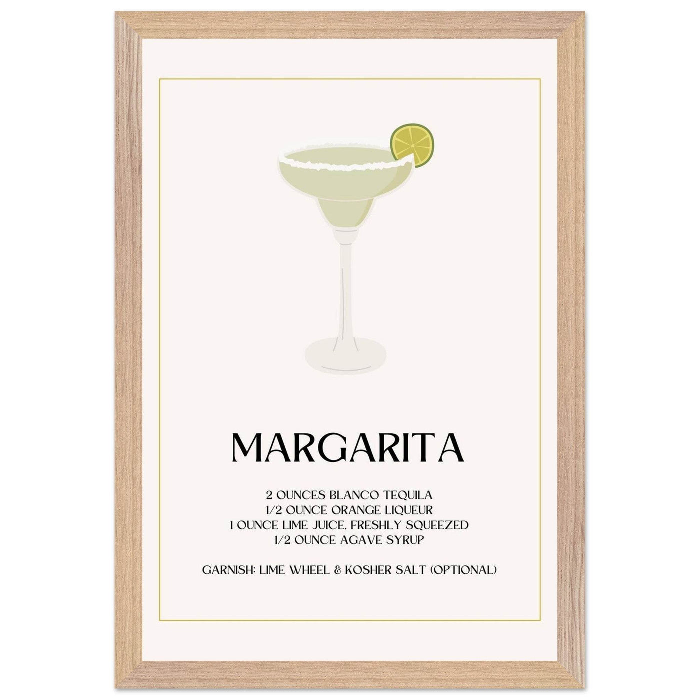 Margarita Cocktail Recipe Tequila Lime Salt Rim - Vibrantwalls
