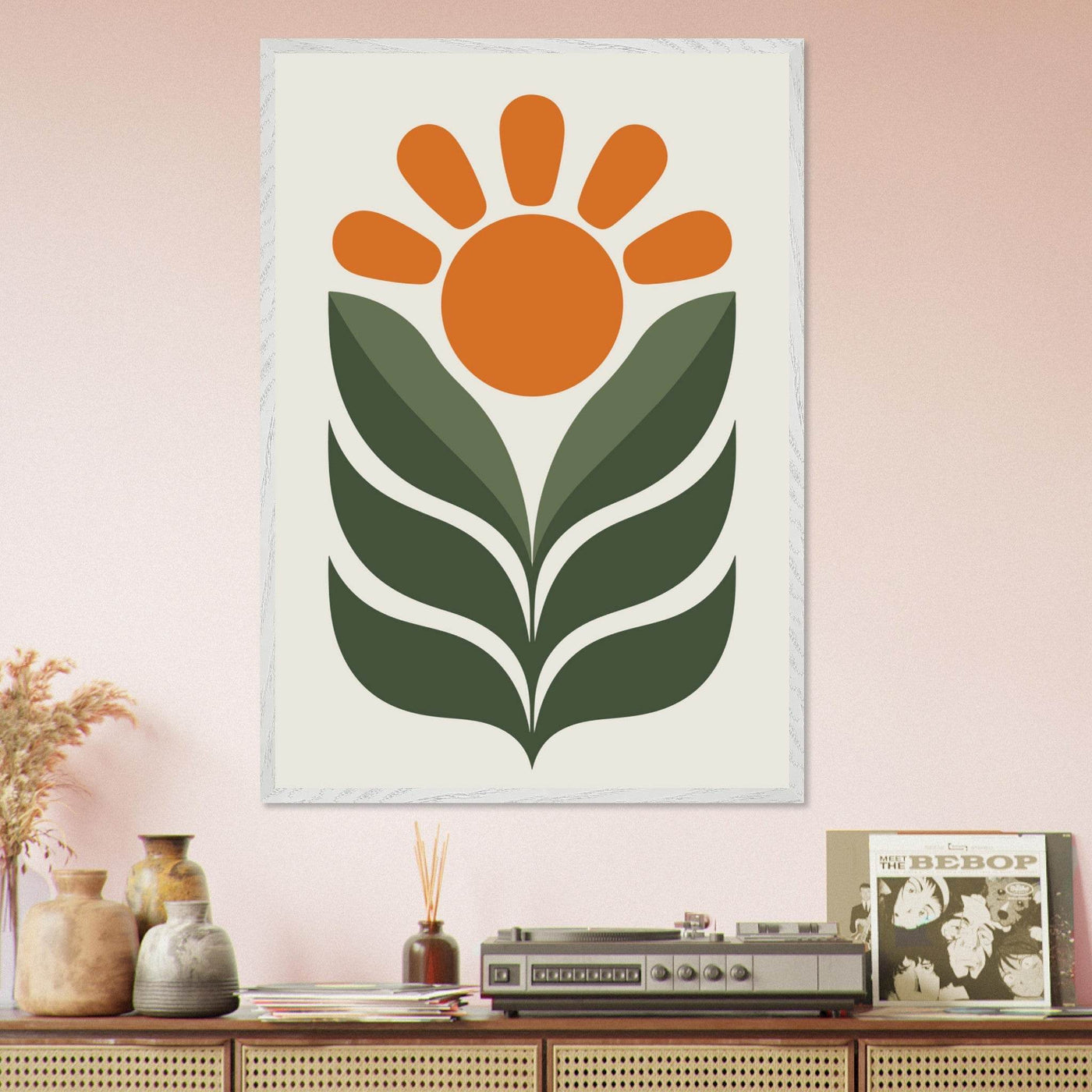 Boho Sun & Leaves Art - Vibrantwalls