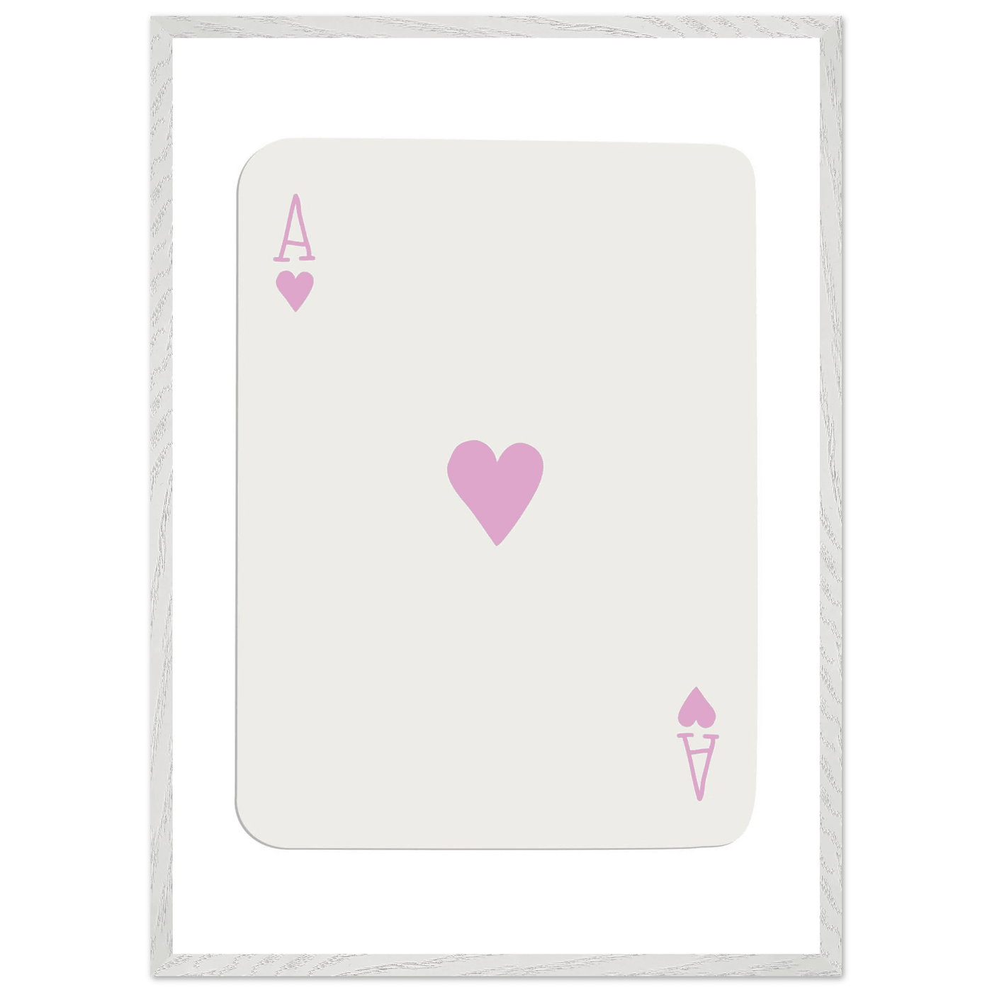 Minimalist Ace of Hearts Poker Card Print - Mounted Framed Poster Art, Eco-Friendly Wood Frame - Vibrantwalls
