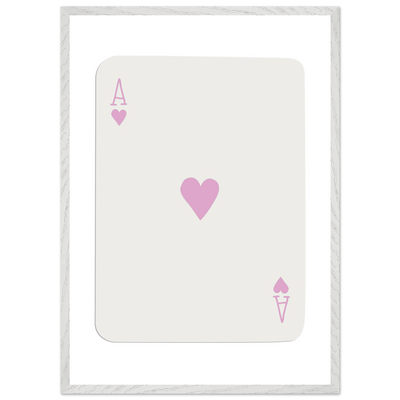Minimalist Ace of Hearts Poker Card Print - Mounted Framed Poster Art, Eco-Friendly Wood Frame - Vibrantwalls