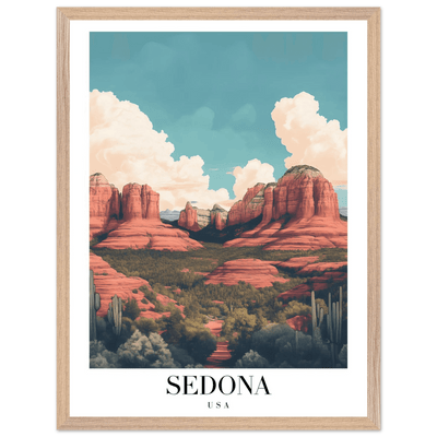 Sedona USA Framed Poster – Iconic Red Rocks Wall Art with Vintage Desert Vibes - Vibrantwalls