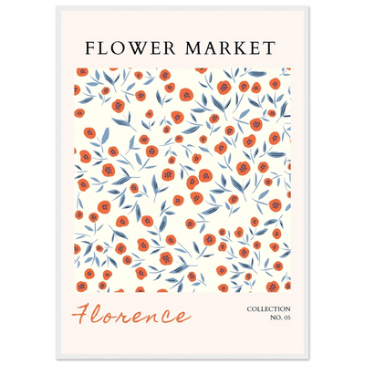 Florence Flower Market Art Print – Vibrant Orange Poppies & Blue Leaves | Framed & Ready-to-Hang Wall Art - Vibrantwalls