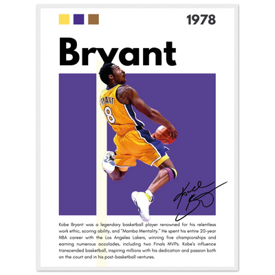 Kobe Bryant Black Mamba Lakers Vintage Poster 60x80 cm 24x32″ White frame Vibrantwalls