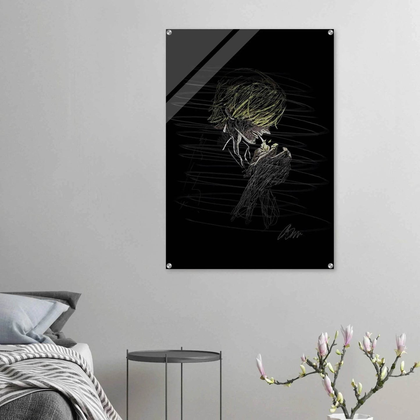 Manga Anime Wall Decor - Scribble Art Acrylic Print for Abstract Luminous Modern Home Aesthetics - Vibrantwalls