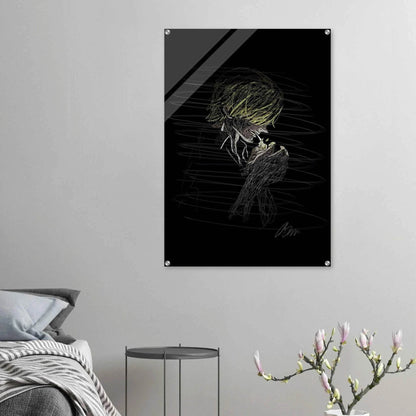 Manga Anime Wall Decor - Scribble Art Acrylic Print for Abstract Luminous Modern Home Aesthetics - Vibrantwalls