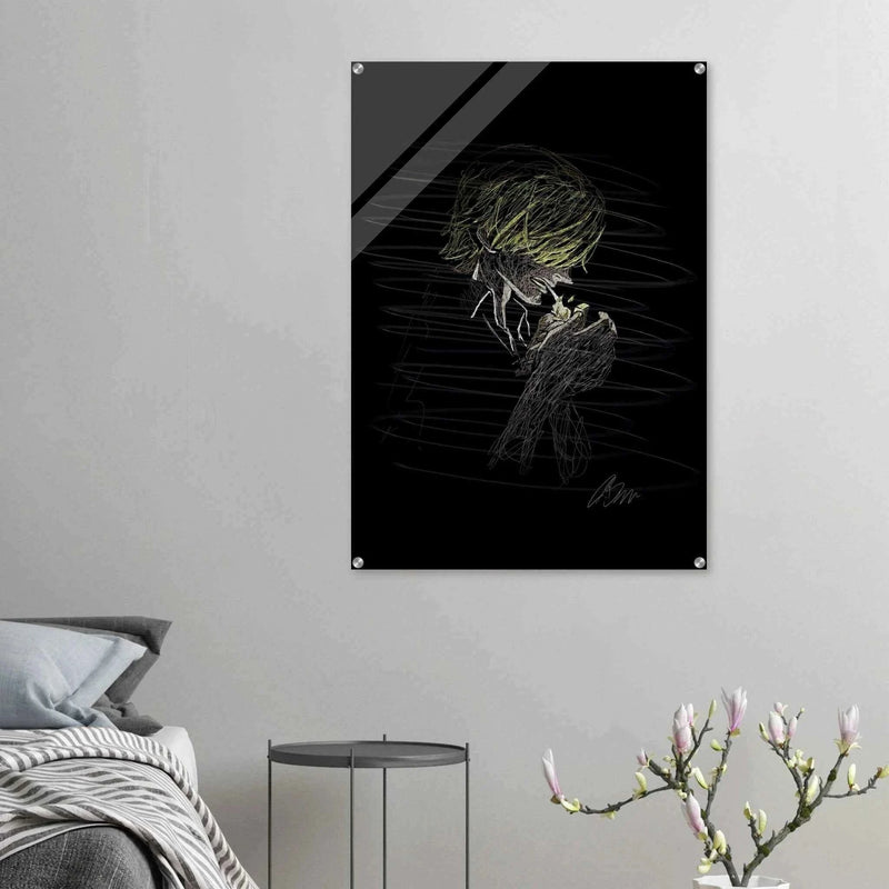 Manga Anime Wall Decor - Scribble Art Acrylic Print for Abstract Luminous Modern Home Aesthetics - Vibrantwalls