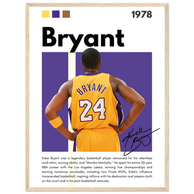 Kobe Bryant Mamba Mentality Lakers Framed Poster 45x60 cm 18x24″ Wood frame Vibrantwalls