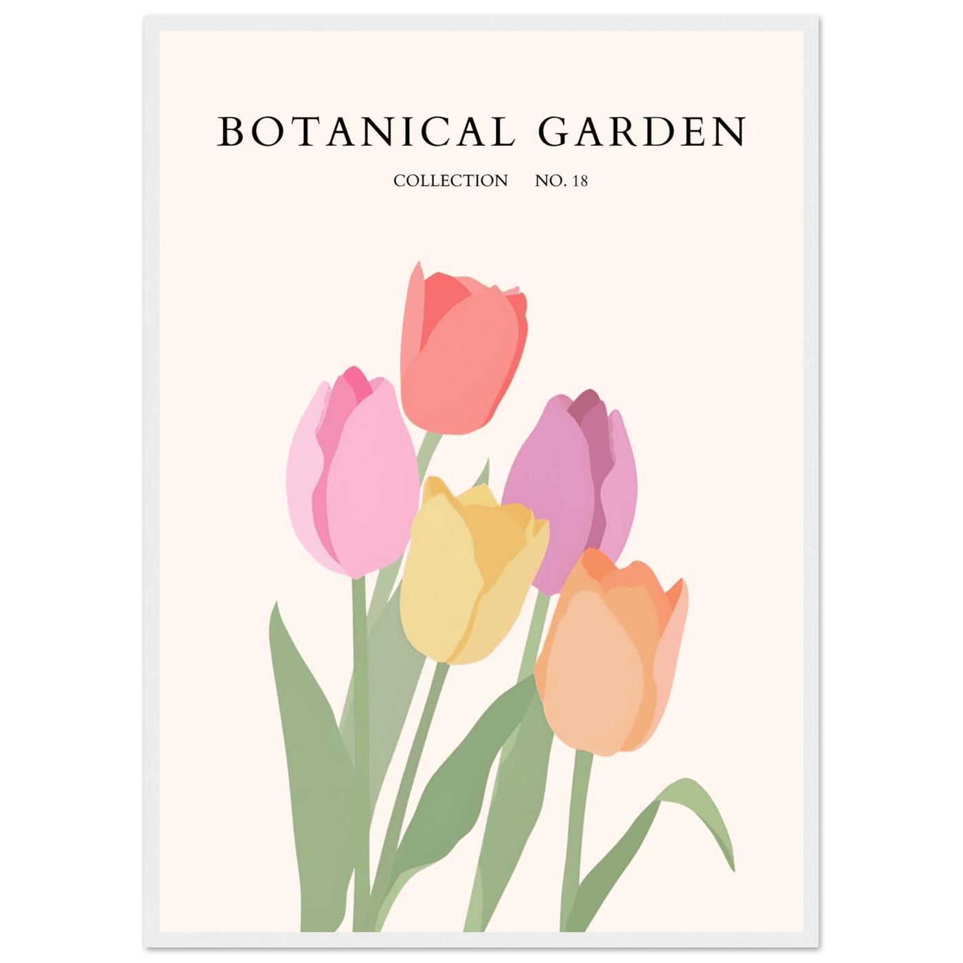 Botanical Garden Tulip Framed Poster – Pastel Bloom Art Print | Ready-to-Hang Floral Decor - Vibrantwalls