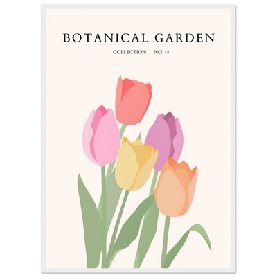 Botanical Garden Tulip Framed Poster – Pastel Bloom Art Print | Ready-to-Hang Floral Decor - Vibrantwalls