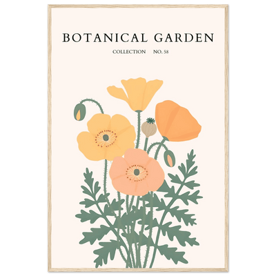 Botanical Garden Poppy Framed Poster – Warm Hues & Nature Art Print | Ready-to-Hang Floral Decor - Vibrantwalls