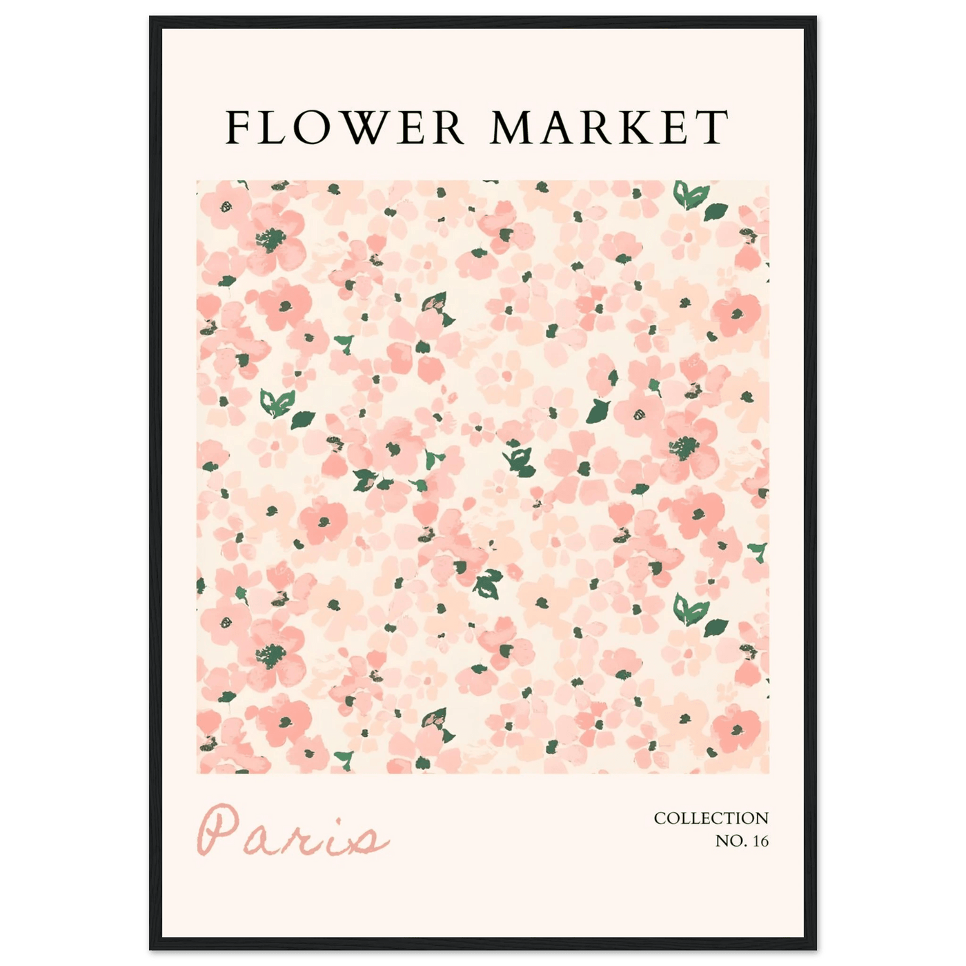 Paris Flower Market Framed Poster – Blush Floral Art Print | Ready-to-Hang Wall Decor in Multiple Sizes & Frame Finishes - Vibrantwalls