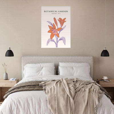 Botanical Garden Lily Print – Orange & Lavender Framed Poster | Elegant Nature Art for Modern Spaces, Ready-to-Hang - Vibrantwalls