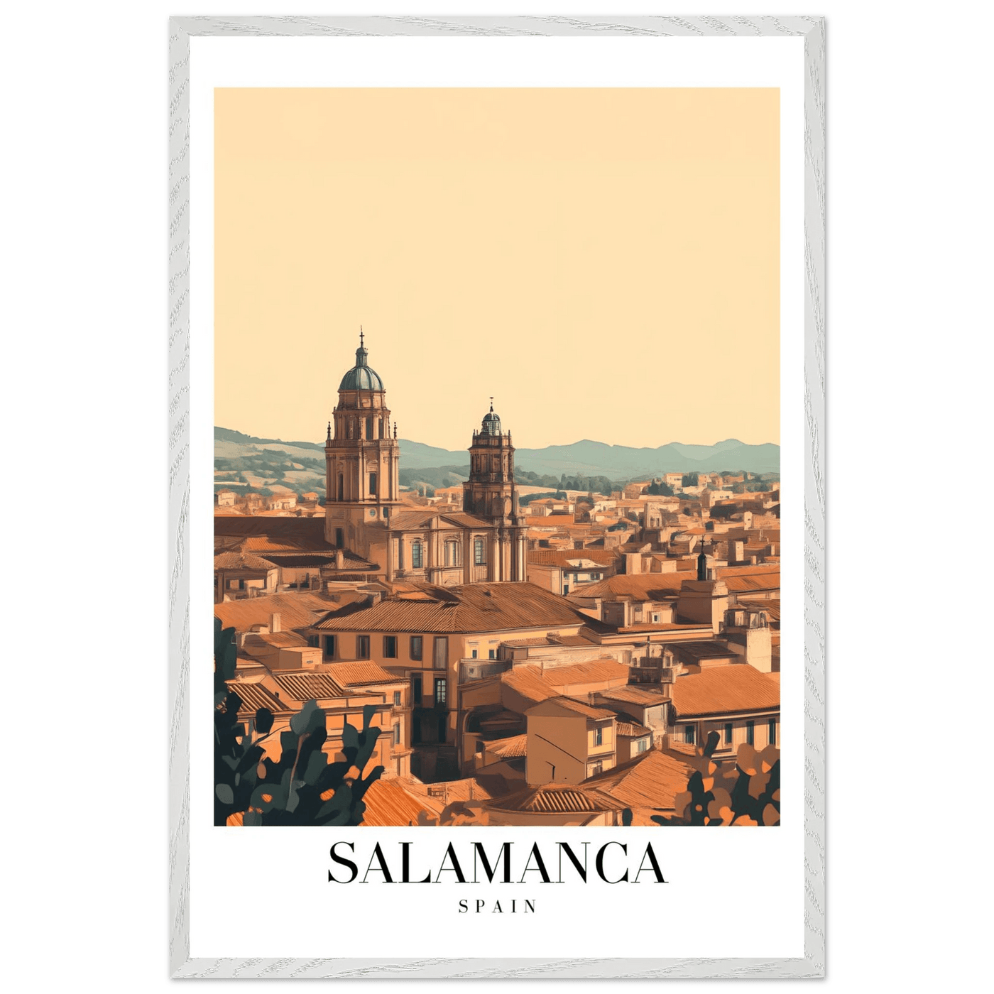 Salamanca Spain Framed Poster – Warm Hues Vintage Travel Wall Art with Wooden Frame - Vibrantwalls