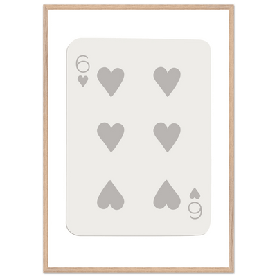 Minimalist Six of Hearts Card Print - Framed Poster Art with Eco-Friendly Wood Frame - Perfect for Modern Decor - Vibrantwalls
