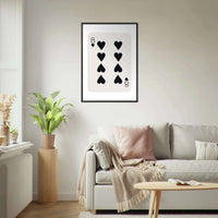 Minimalist Eight of Hearts Poker Card Print - Framed Wall Art, Sustainable Wood Frame, Choose Your Finish & Size - Vibrantwalls