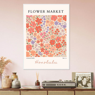 Flower Market Honolulu Framed Poster – Vibrant Floral Art Print | Ready-to-Hang Wall Decor - Vibrantwalls