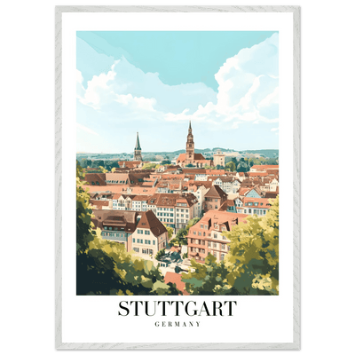Stuttgart Germany Framed Poster – Vintage European Cityscape Wall Art with Customizable Wooden Frame - Vibrantwalls