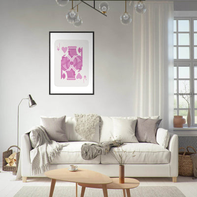 Jack of Hearts Poker Card Print - Eclectic Pink Framed Art - Eco-Friendly Wood Frame, Ready-to-Hang Decor - Vibrantwalls