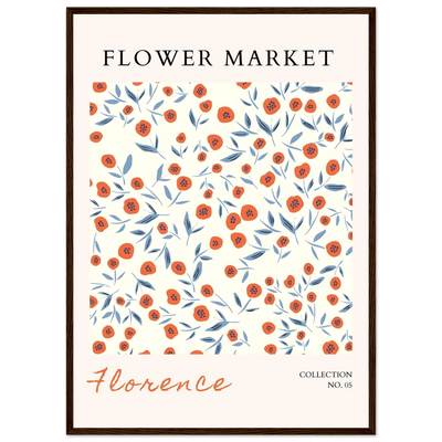 Florence Flower Market Art Print – Vibrant Orange Poppies & Blue Leaves | Framed & Ready-to-Hang Wall Art - Vibrantwalls