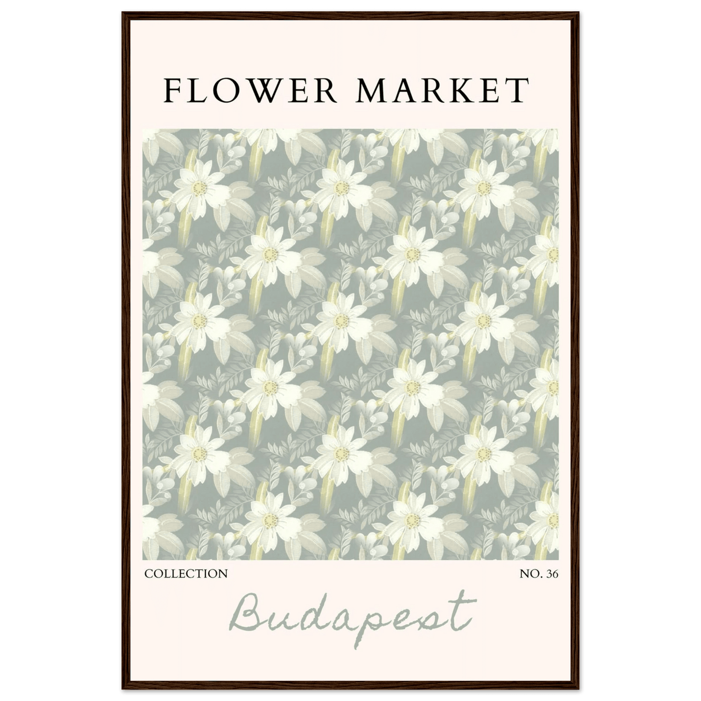 Budapest Flower Market Framed Poster – Elegant Botanical Art Print in Sage Green | Ready-to-Hang Wall Decor - Vibrantwalls