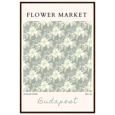 Budapest Flower Market Framed Poster – Elegant Botanical Art Print in Sage Green | Ready-to-Hang Wall Decor - Vibrantwalls