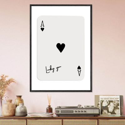 Lucky Ace of Hearts Framed Poster Art - Playful Poker Card Print in Eco-Friendly Wood Frame - Vibrantwalls