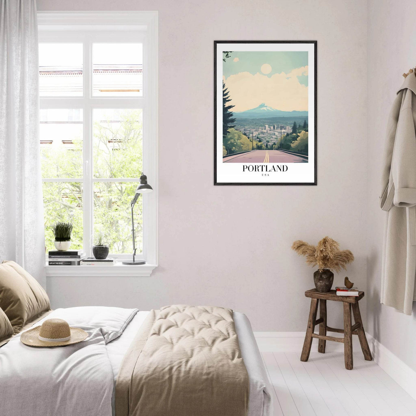 Portland Oregon Framed Poster – Mid-Century Modern Travel Art with Your Choice of Frame - Vibrantwalls